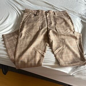 Men's Plaid Dress Pants - Beige Brown